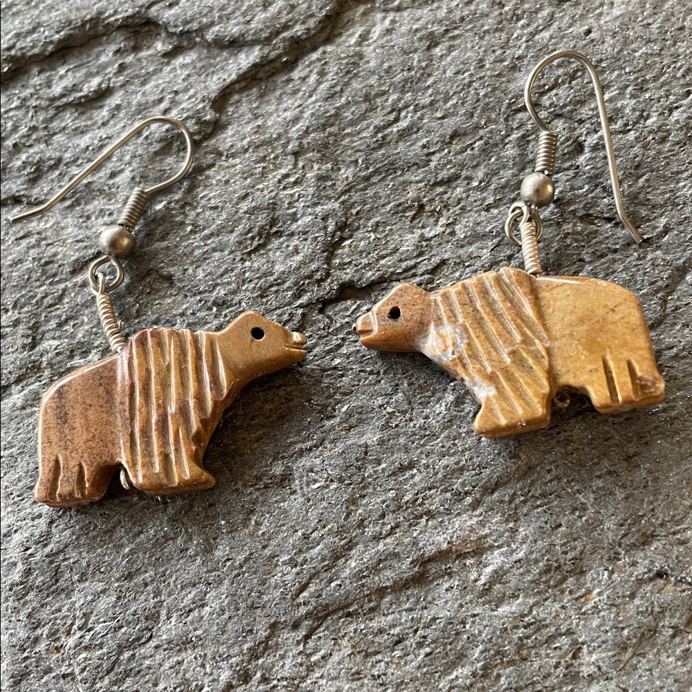Native American Bear Vintage Fetish Earrings